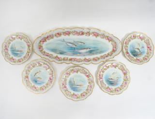 Appraisal: THIRTEEN PIECE LIMOGES PORCELAIN FISH SERVICE French Circa Comprising twelve