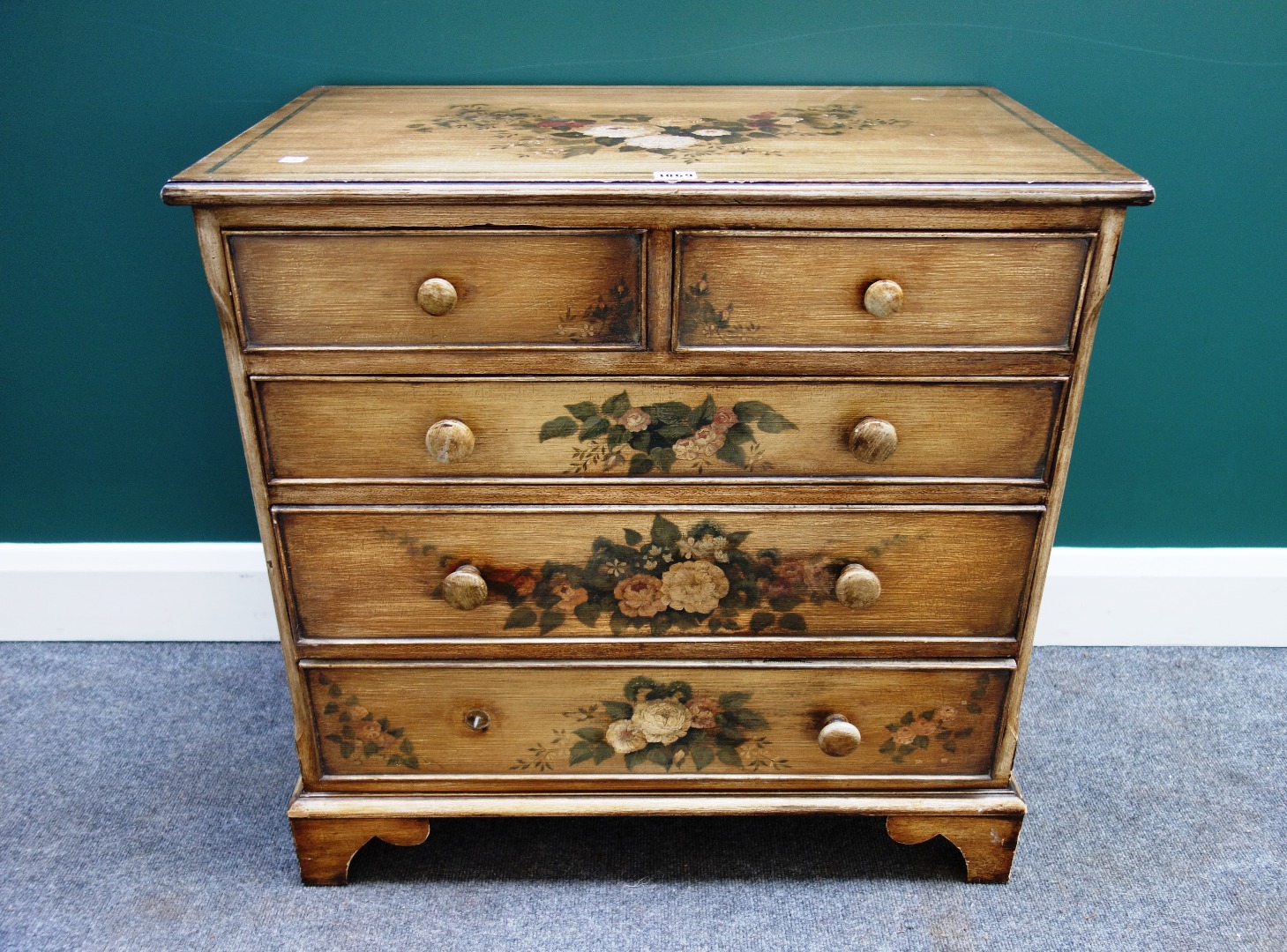 Appraisal: A small mid th century style floral and scumble painted