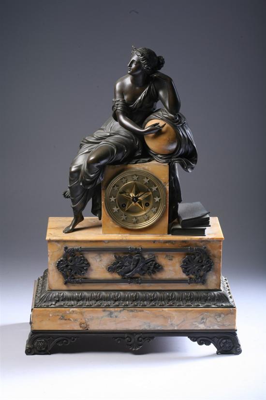 Appraisal: NAPOLEAN III BRONZE-MOUNTED MARBLE FIGURAL MANTLE CLOCK last quarter th