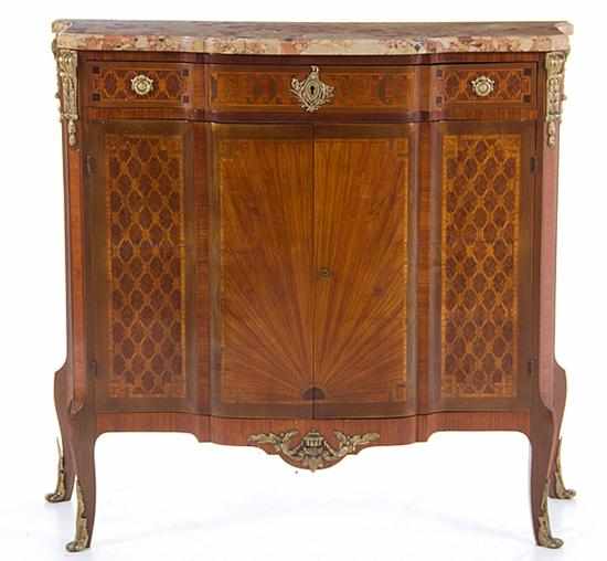 Appraisal: Louis XV style parquetry inlaid mixed wood server early th