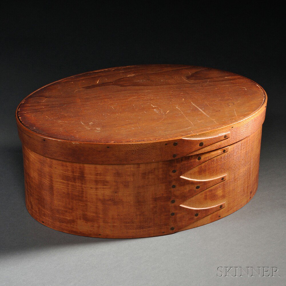 Appraisal: Shaker Oval Covered Box New Lebanon New York th century