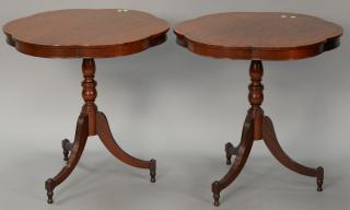 Appraisal: Pair of Margolis Federal syle mahogany shaped tables with pedestal