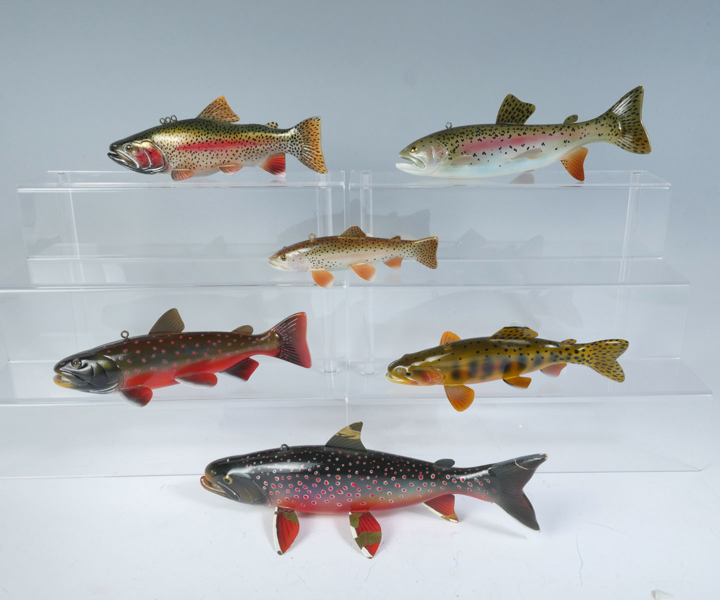 Appraisal: SIX PIECE PUSUSTA FISH DECOY LOT John Pususta Spotted Trout