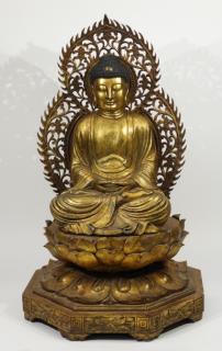 Appraisal: LG Japanese Carved Gilt Wood Kannon Buddha JAPAN MID TH