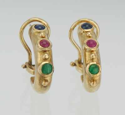 Appraisal: A Pair of Gold and Gemstone Earrings k yellow gold