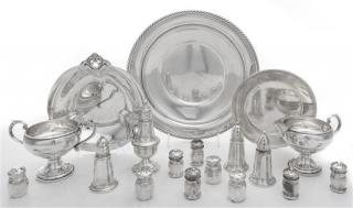 Appraisal: A Collection of Silver Table Articles comprising three platters a