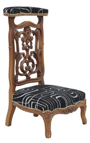 Appraisal: French carved walnut prie-dieu prayer chair late th c padded