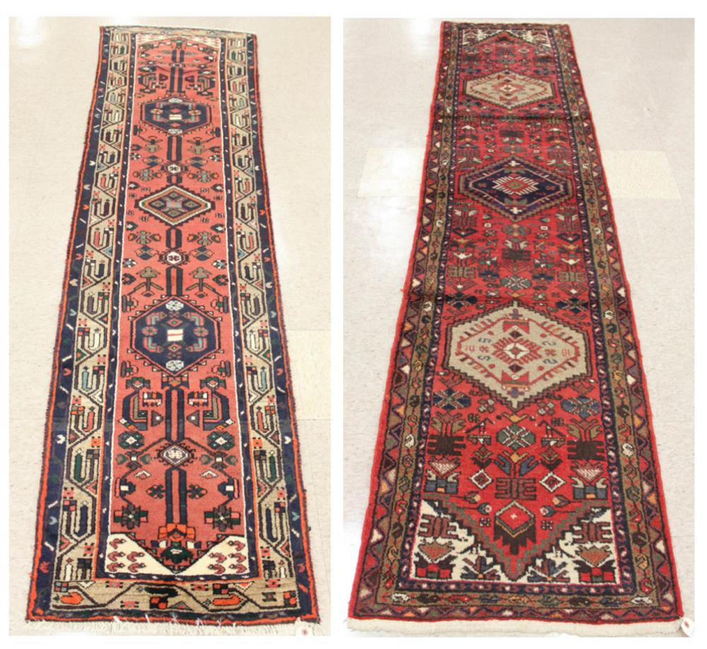 Appraisal: TWO HAND KNOTTED PERSIAN TRIBAL AREA RUGS ' x '