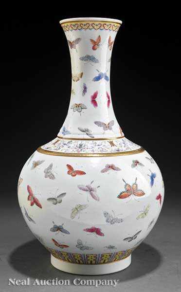 Appraisal: A Chinese Famille Rose ' Butterfly' Bottle Vase late th