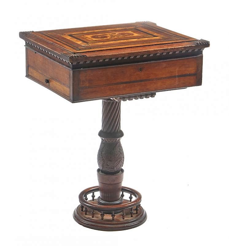 Appraisal: th c Ship's desk mahogany inlaid with fruitwood th c