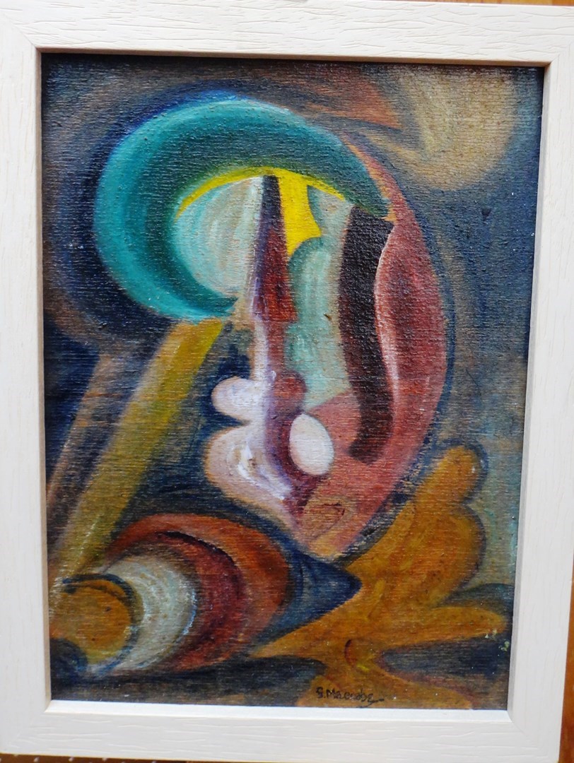 Appraisal: Gladys McCabe b Abstract composition oil on board signed cm