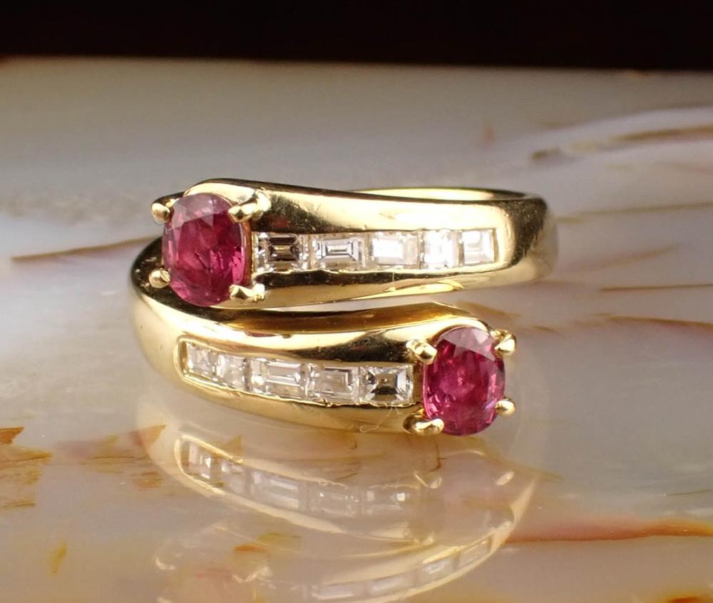 Appraisal: ITALIAN MADE RUBY DIAMOND AND EIGHTEEN KARAT GOLD RING The