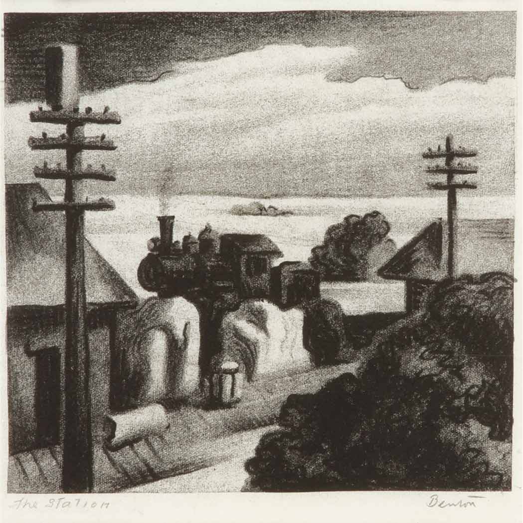 Appraisal: Thomas Hart Benton - THE STATION FATH Lithograph signed titled