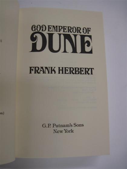 Appraisal: vol Herbert Frank God Emperor of Dune New York G