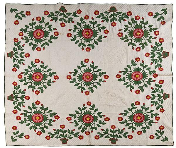 Appraisal: WINCHESTER OHIO WHIG ROSE QUILT cotton in colors of red