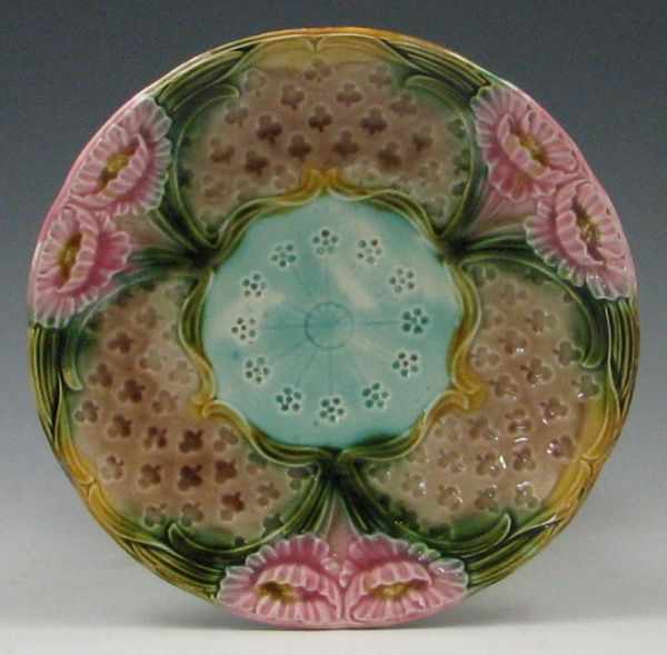 Appraisal: Majolica Flowered Dish marked with impressed and hand glazed g