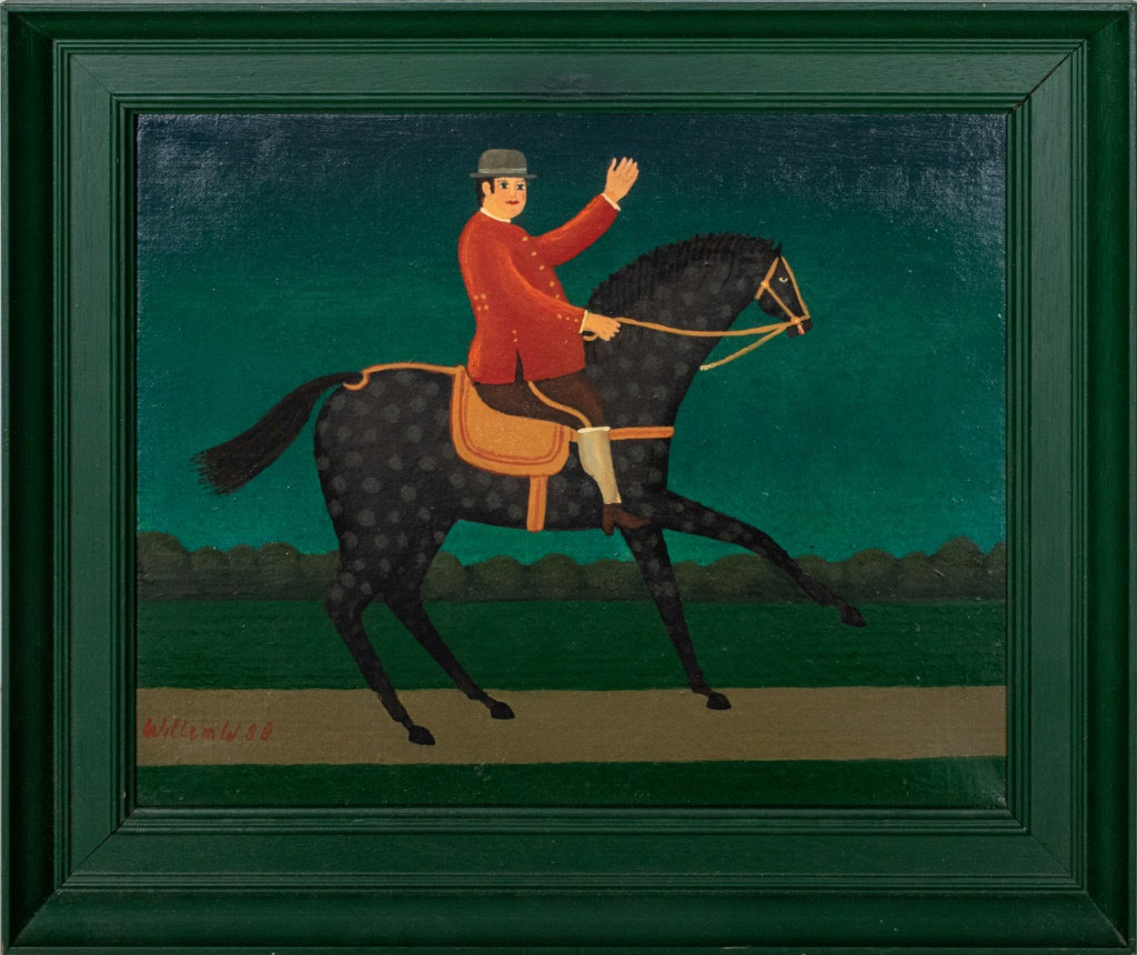 Appraisal: WILLEM WESTBROEK NAIVE PAINTING OF HORSE RIDER Willem Westbroek Dutch