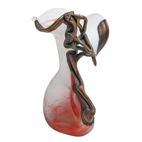 Appraisal: A glass and electro-formed metal organic style ewer late th