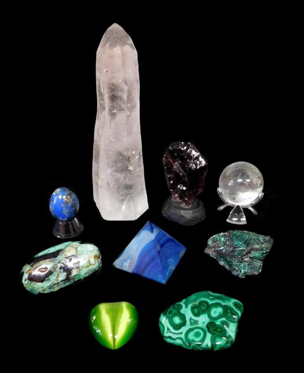 Appraisal: Semi-precious stones some carved and polished nine pieces including green