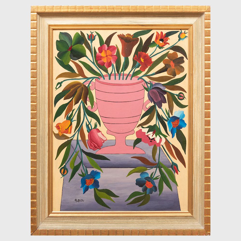 Appraisal: Gabriel Alix - Still Life with Pink Vase Oil on