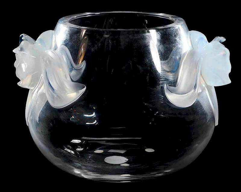 Appraisal: Lalique Orchidee Glass Vase engraved Lalique France with Made in