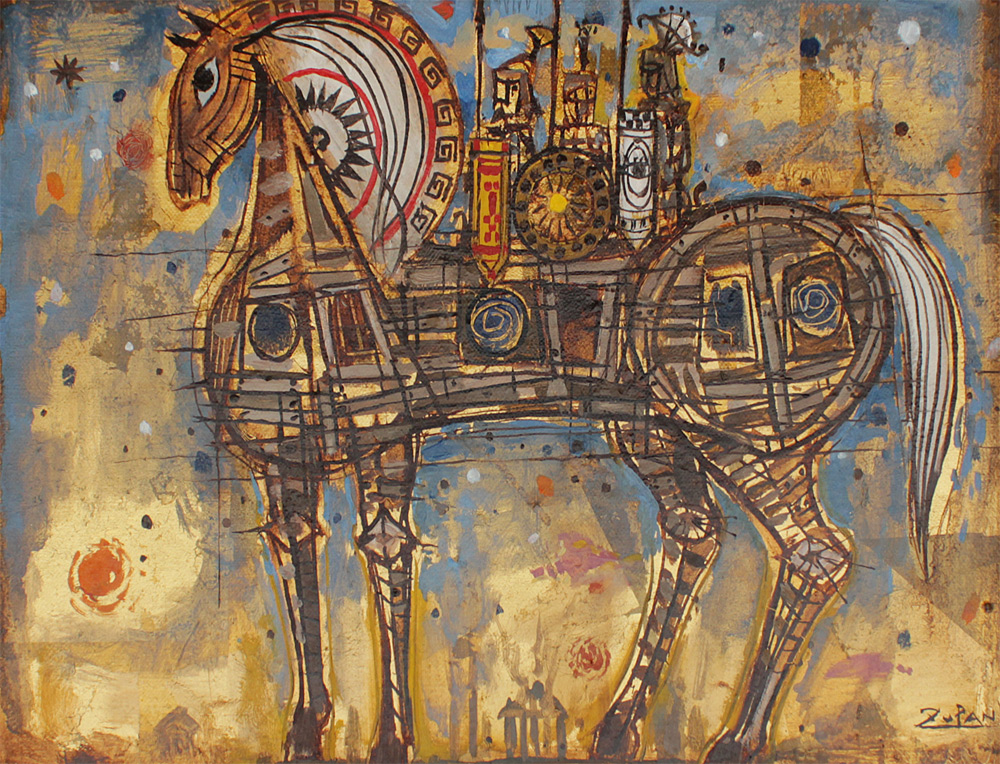 Appraisal: ZUPAN Bruno Yugoslavian - Abstract fantastic horse Oil Canvas ''