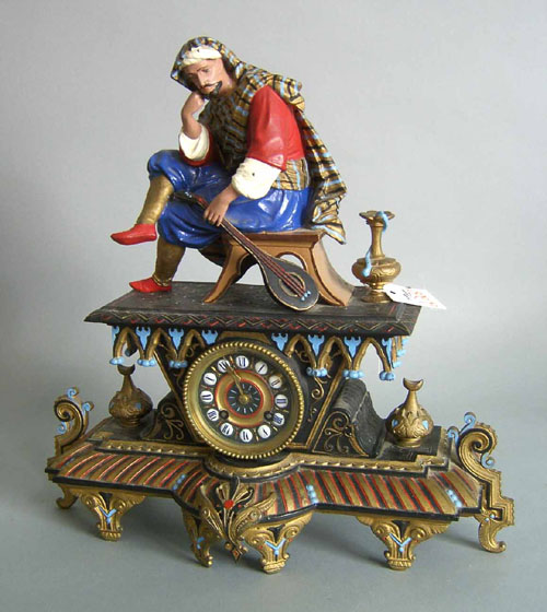 Appraisal: Japy Freres mantle clock with Arabian figure h