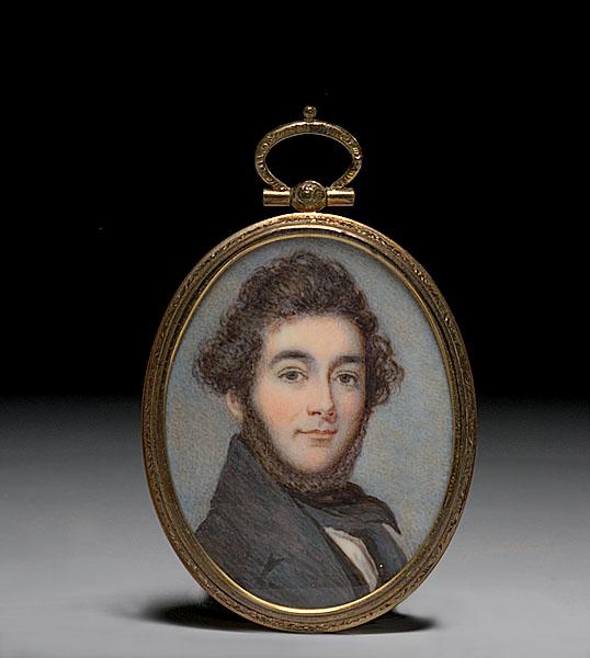 Appraisal: PORTRAIT MINIATURE ON IVORY OF A GENTLEMAN American or English