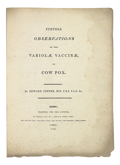 Appraisal: JENNER EDWARD Further Observations on the Variolae Vaccinae pages to