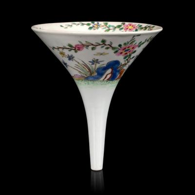 Appraisal: A Worcester wine funnel circa painted in bright famille rose