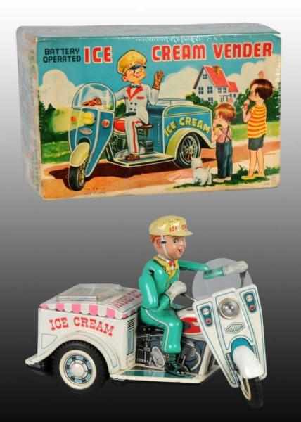 Appraisal: Tin Ice Cream Cycle Battery-Operated Toy Description Japanese Working Made