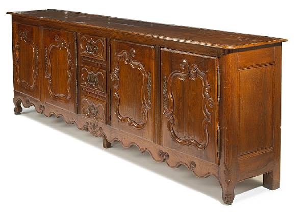 Appraisal: An impressive Louis XV oak enfilade The rectangular top with