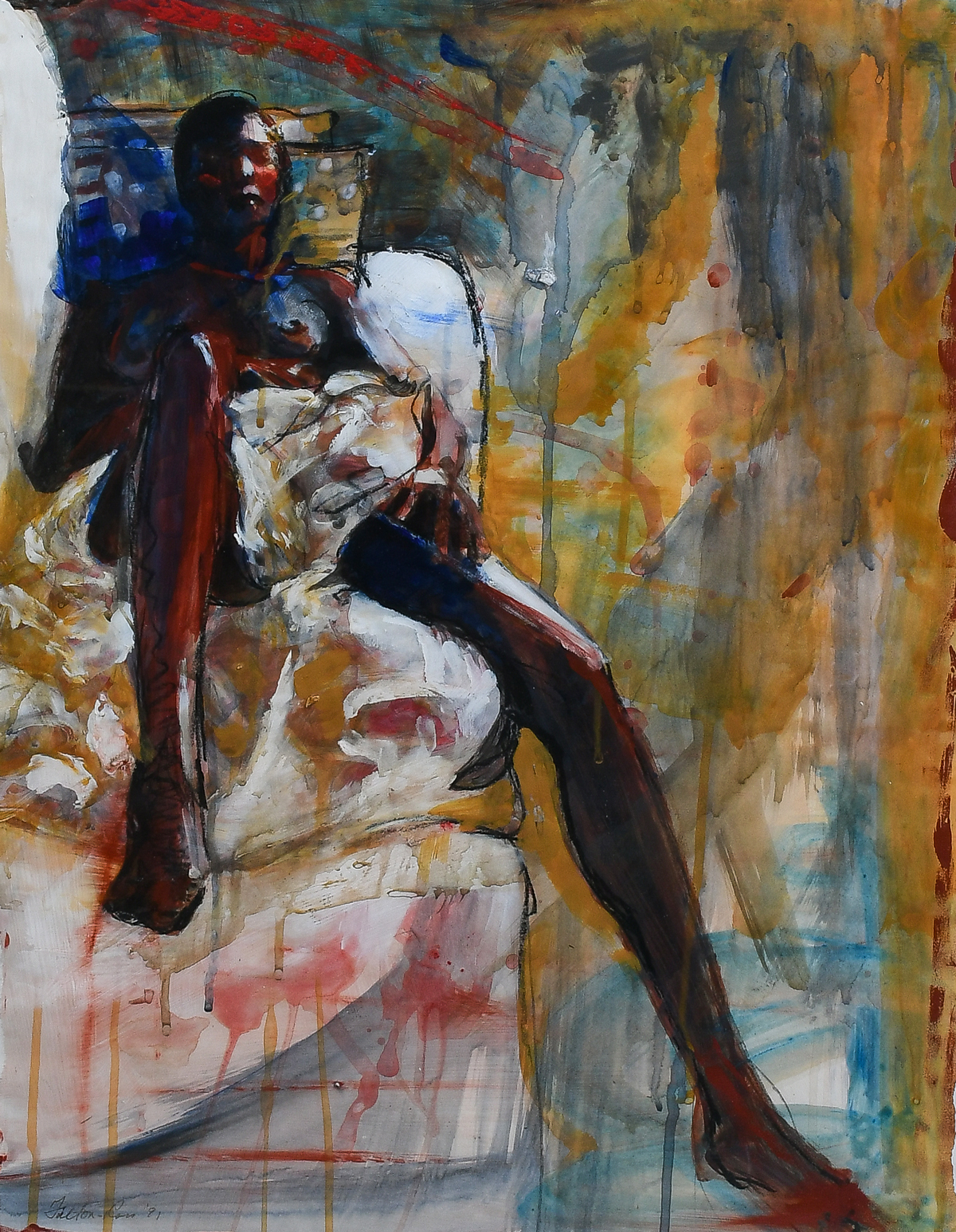 Appraisal: ROSS Gale Fulton American b Nude African-American Woman in Bed