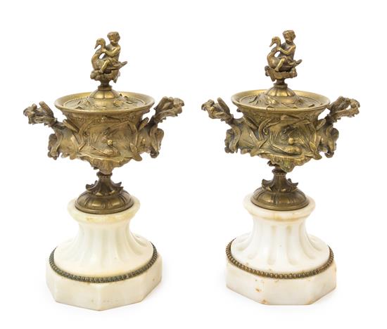 Appraisal: Sale Lot A Pair of French Gilt Bronze and Marble