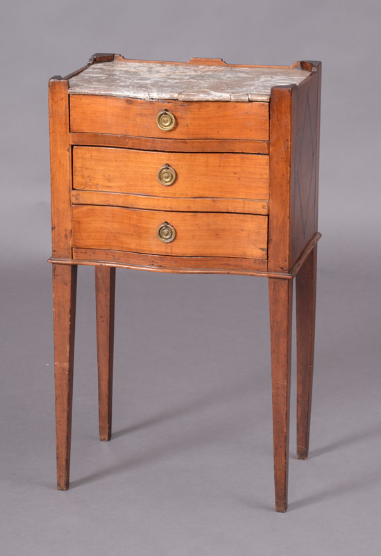 Appraisal: LOUIS XVI PROVINCIAL FRUITWOOD AND EBONIZED INLAID SIDE TABLE With