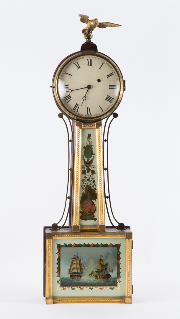 Appraisal: Federal eglomise and mahogany banjo clock first quarter- th century