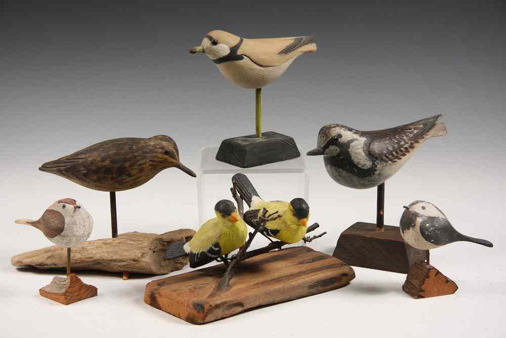 Appraisal: SONG SHORE BIRD CARVINGS - Including a Pair of Yellow