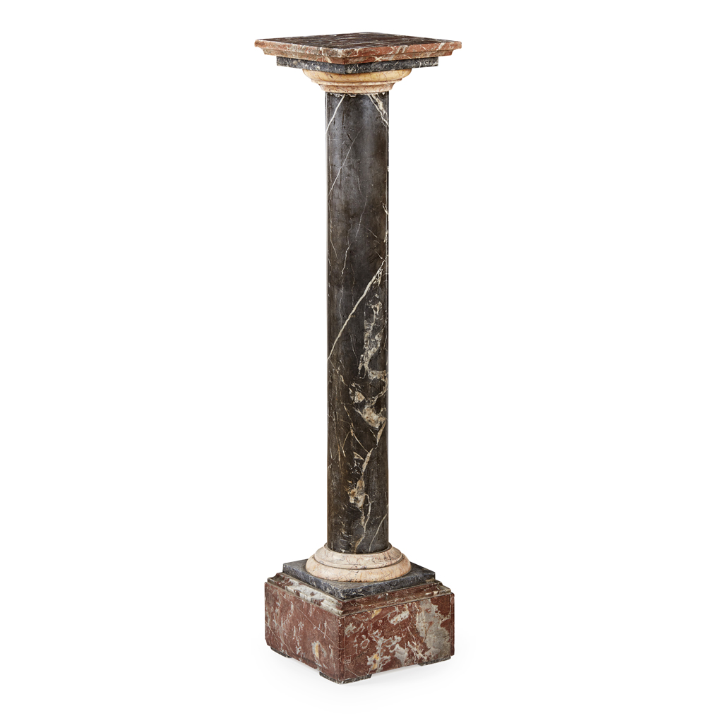 Appraisal: SPECIMEN MARBLE PEDESTAL TH CENTURY the square top on a