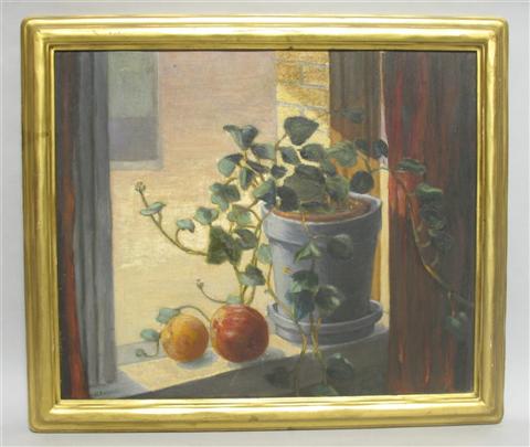 Appraisal: JOSEFA BACKUS AMERICAN - A CITY WINDOW Oil on panel