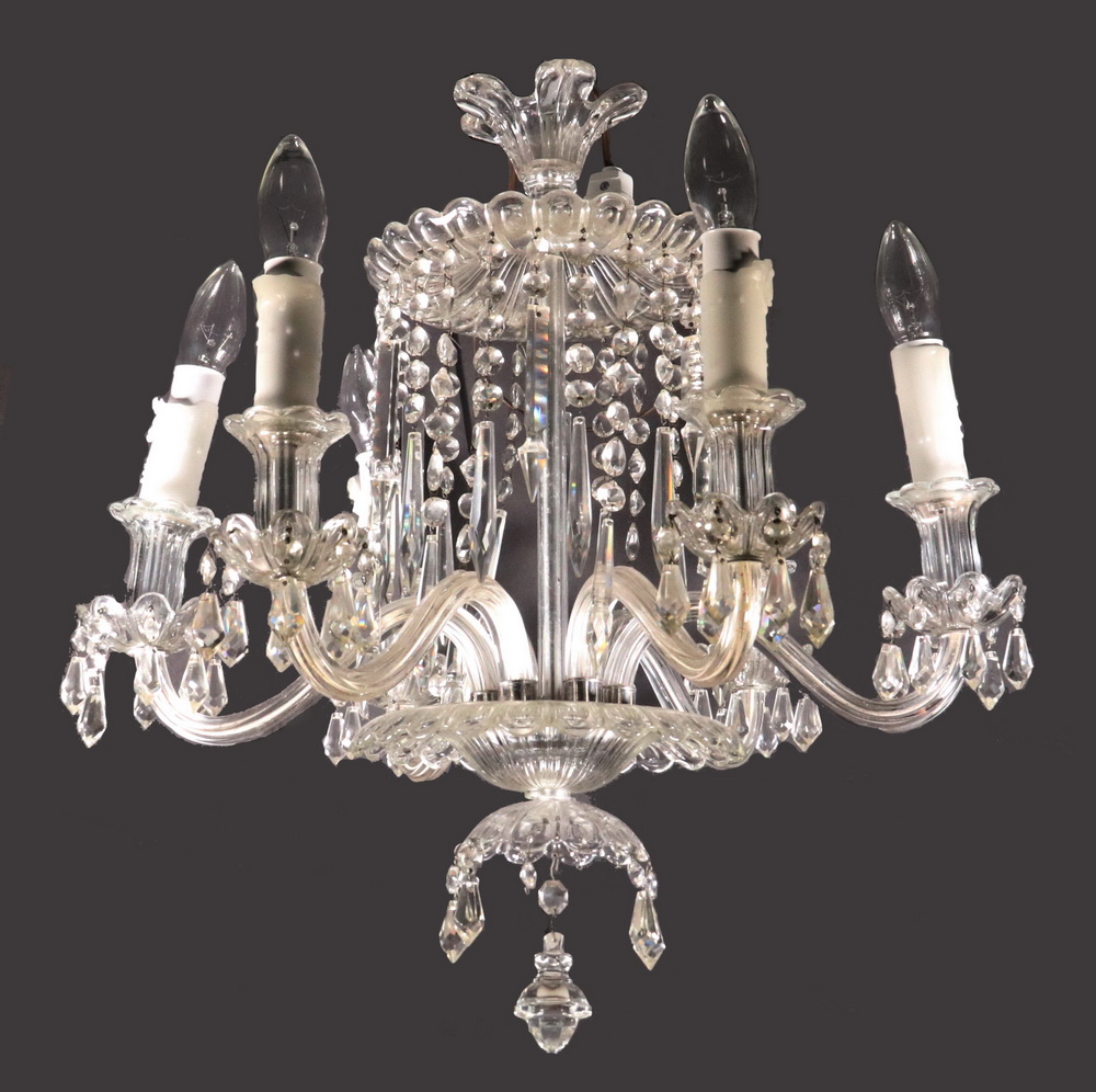 Appraisal: CRYSTAL CHANDELIER s vintage French Style Six-Arm Crystal Chandelier electrified