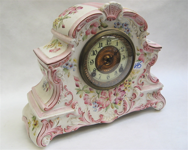 Appraisal: AMERICAN DRESDEN CHINA CLOCK time and bell strike -day hour