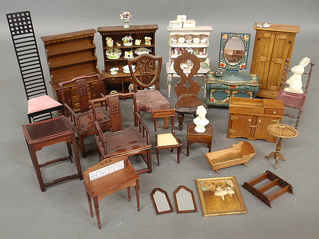 Appraisal: - Group of miniature furniture and accessories including a hand-painted