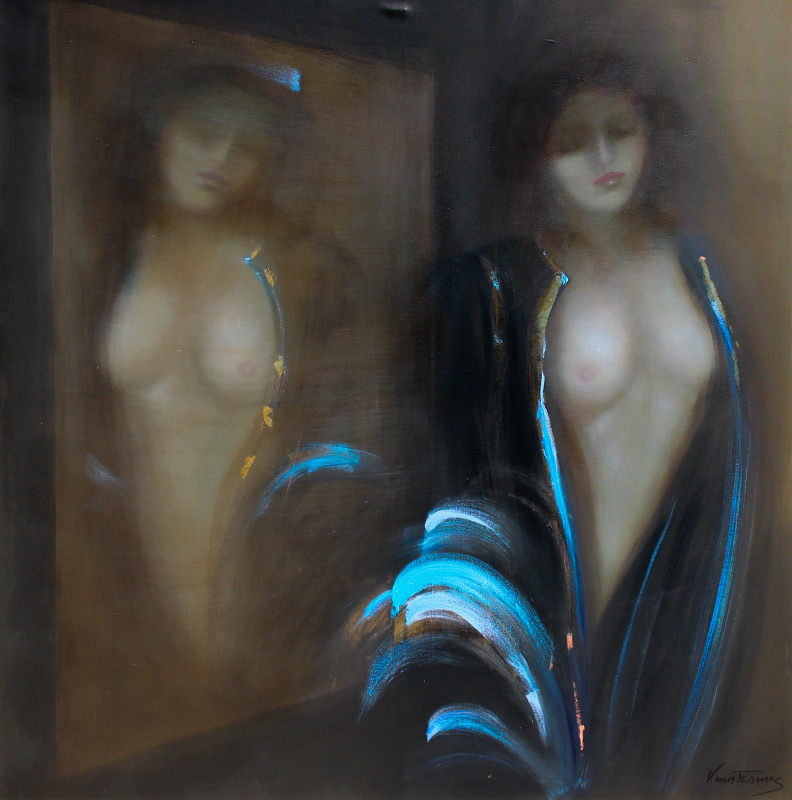 Appraisal: MONTESINOS Victoria Mexican - ''Blue Reflections'' Two Nudes Oil Canvas