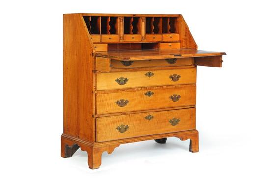 Appraisal: CHIPPENDALE SLANT FRONT DESK American th century curly maple pine