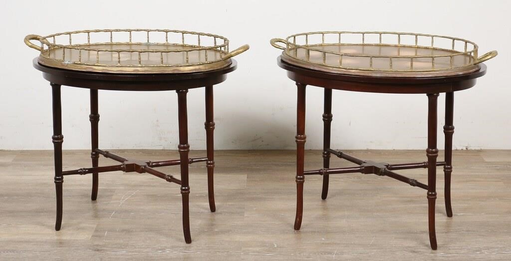 Appraisal: Pair of Sheraton style tray top tables th century Mahogany