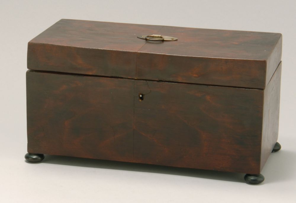 Appraisal: ANTIQUE FEDERAL TEA CADDY Circa - In flame figured crotch