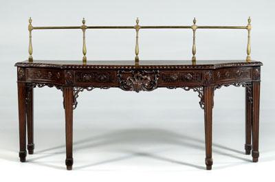 Appraisal: Chippendale carved server mahogany single-board figured mahogany top baluster and