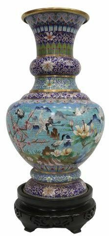 Appraisal: Large Chinese cloisonne enamel vase having flared rim gilt metal