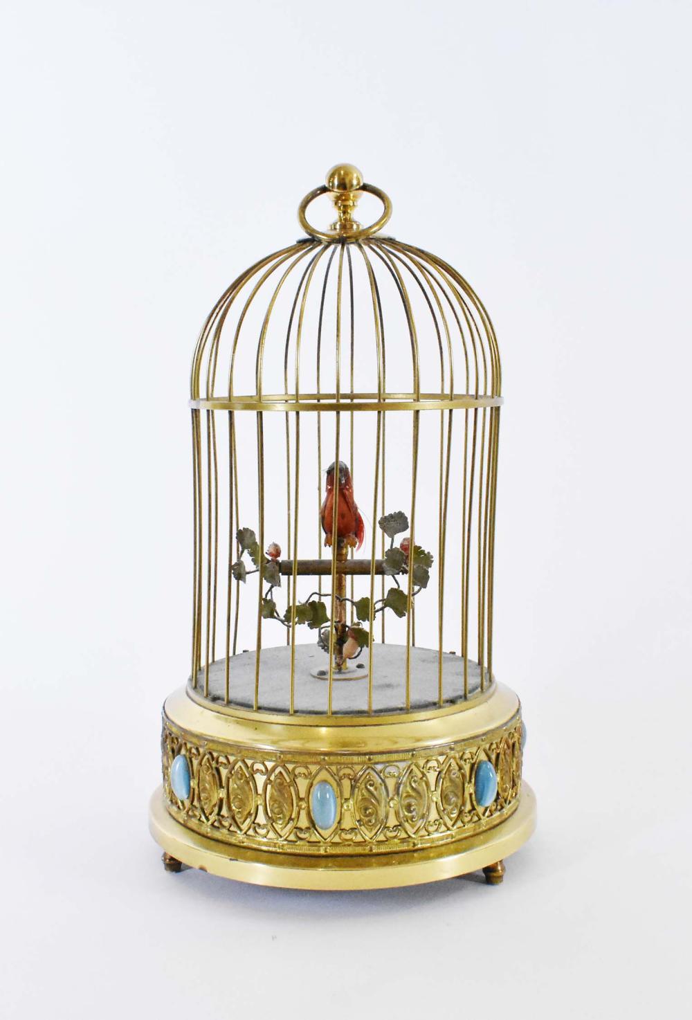 Appraisal: CONTINENTAL BRASS SINGING BIRDCAGEEarly th Century Probably French The brass