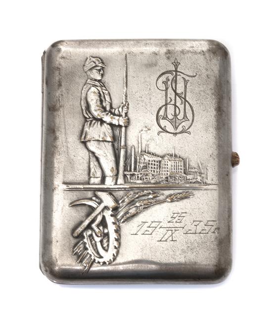 Appraisal: Sale Lot A Russian Silver-Plate Cigarette Case Early th century